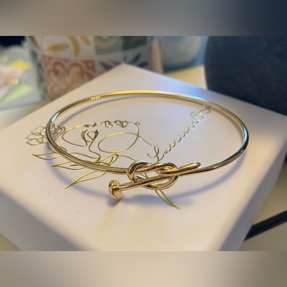 18K Real Gold Knot Bangle